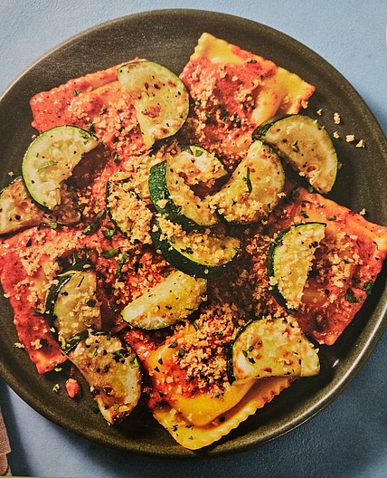 Ricotta Tomato Ravioli with roasted panko