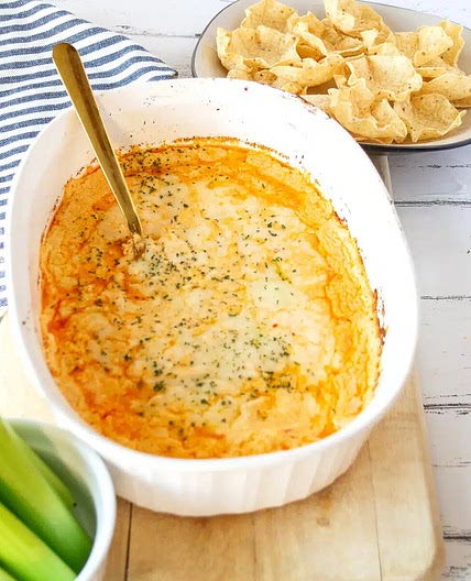 Hot Buffalo Chicken Dip with Homemade Yogurt Ranch Dressing Recipe