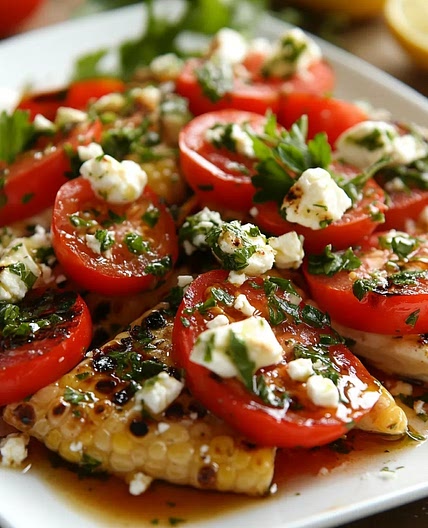 Wholesome Grilled Corn Salad with Tomato, Feta and Herbs