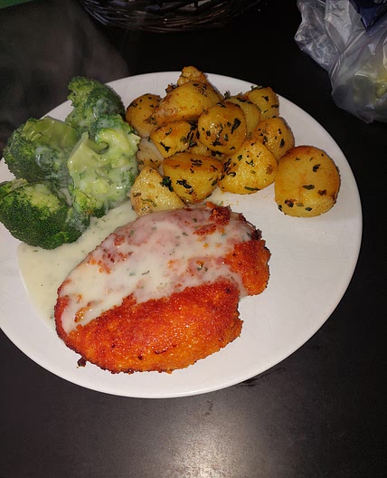 Crispy Chicken with Cheese (like Chicken Parmesan without tomato sauce):