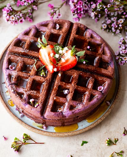 Crispy and Soft Ube Waffles