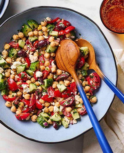 Chopped Salad with Chickpeas, Olives & Feta