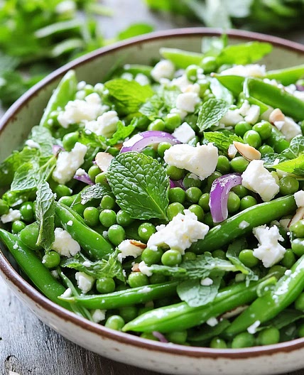 Fresh Spring Snap Pea Salad with Mint Dressing