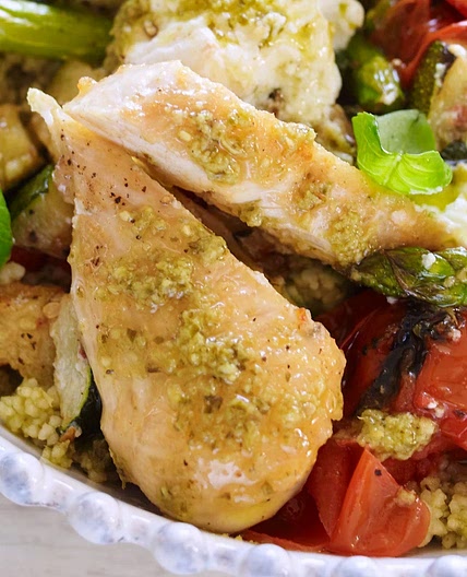 Low-Histamine Grilled Chicken & Veggie Pesto Couscous