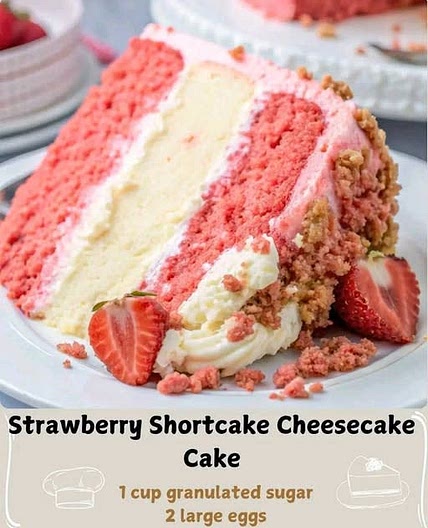 🍰 Strawberry Shortcake Cheesecake Cake 🍓