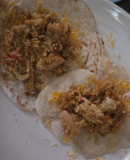 Chicken, rice and Queso