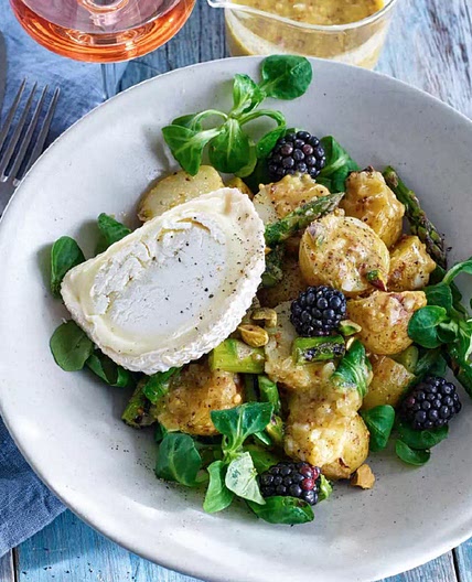 French New Potato Salad with Grilled Asparagus & Goat Cheese