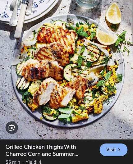 BBQ Chicken thighs and Summer Veggies