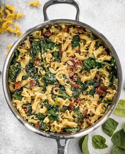 Bacon and Spinach Pasta with Parmesan