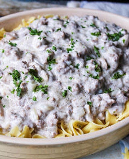 Poor man's beef stroganoff