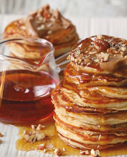 Buttermilk Pecan Pancakes w Burbon Molasses Butter