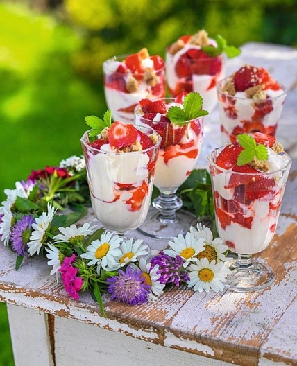 strawberry dessert in a glass
