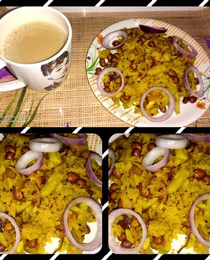 मसाला पोहा विद मसाला टी