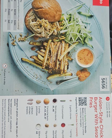 Asian-style chicken burger with sesame fries