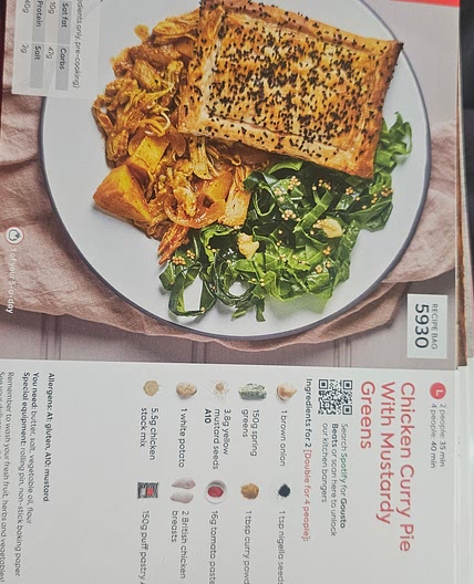 Chicken curry pie with mustard greens