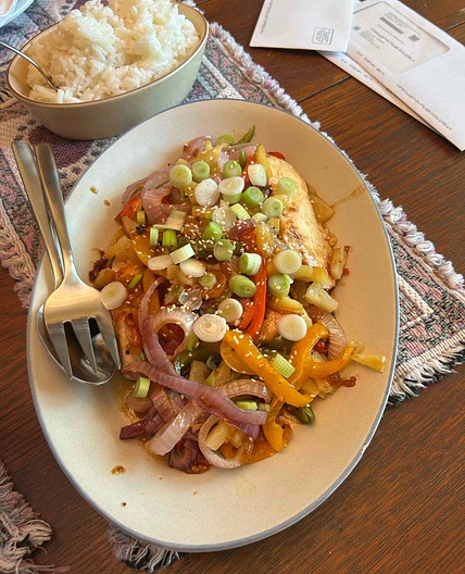 Hawaiian chicken sheet pan 