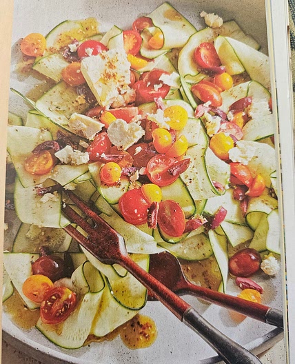 Raw Zucchini, Cherry Tomato, and Feta Salad