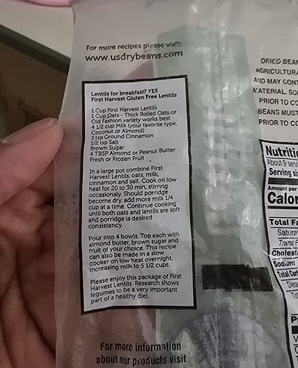 First Harvest Gluten Free Lentils for Breakfast