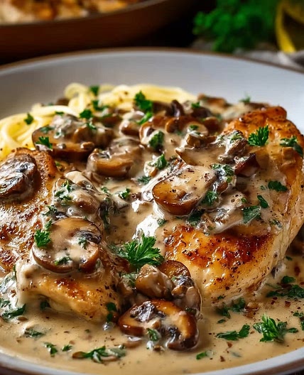 Chicken & Mushroom Skillet in a Creamy Sauce
