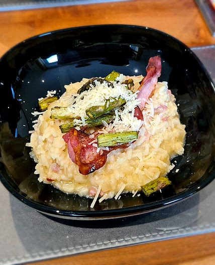 Balsamic Glazed Bacon & Roasted Asparagus Risotto