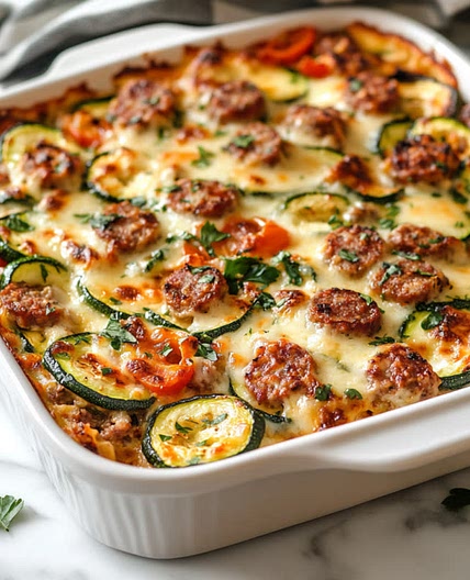 Keto Zucchini and Sausage Casserole