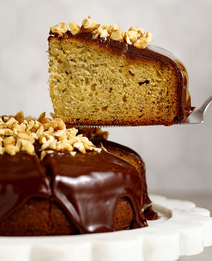 Banana Olive Oil Cake With Mexican Chocolate Ganache