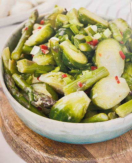 Garlic Brussels Sprouts and Asparagus