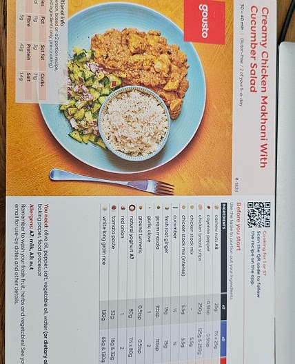 Creamy chicken makhani with cucumber salad