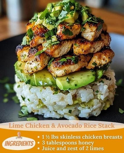 Honey Lime Chicken & Avocado Rice Stack