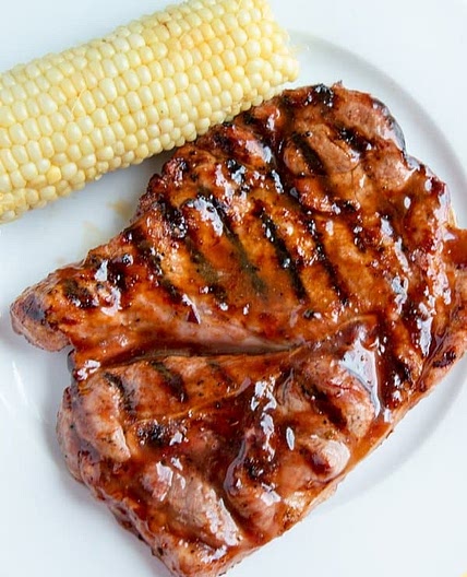 Blueberry-Bourbon Barbecue Pork Steaks
