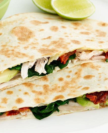 Chicken and avocado quesadillas