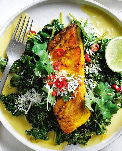 Barramundi with coconut spinach recipe