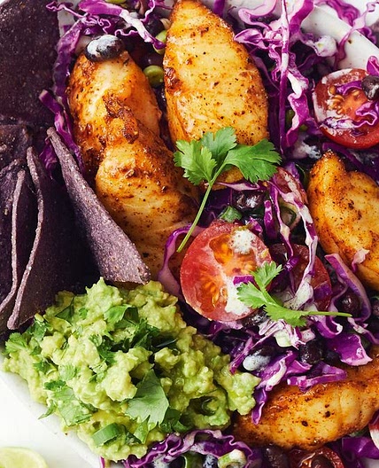 Healthy fish nacho bowl recipe
