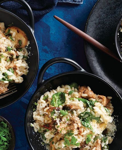 Slow cooker Italian sausage and mushroom risotto recipe