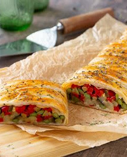 Trenza de hojaldre con verduras