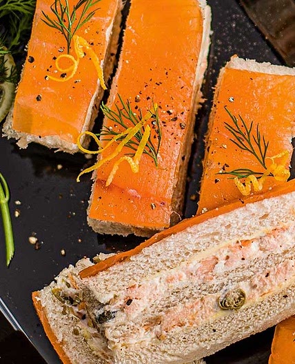 Smoked salmon finger sandwiches
