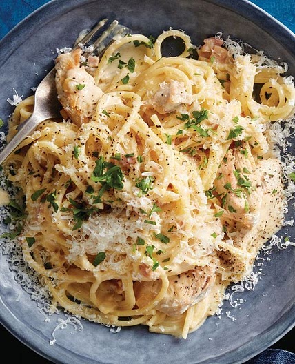 Slow cooker creamy chicken carbonara recipe