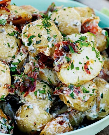 Warm roast potato salad