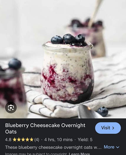 Blueberry Cheesecake Overnight Oats
