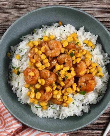 Chipotle Citrus Shrimp with cilantro rice and fiesta corn