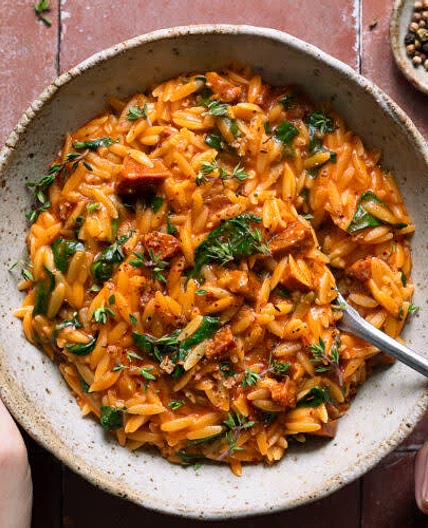 One pot orzo chorizo