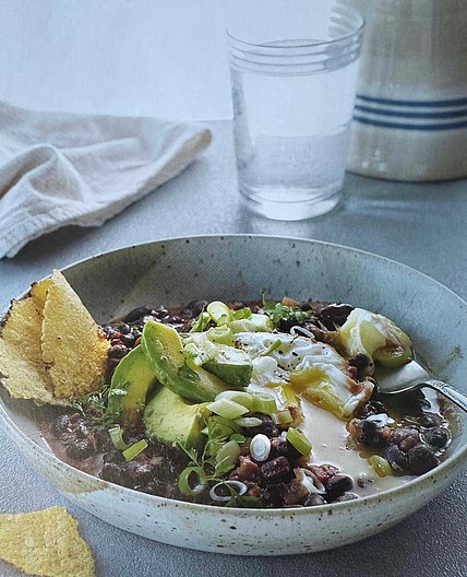 Salsa-Poached Eggs with Black Beans