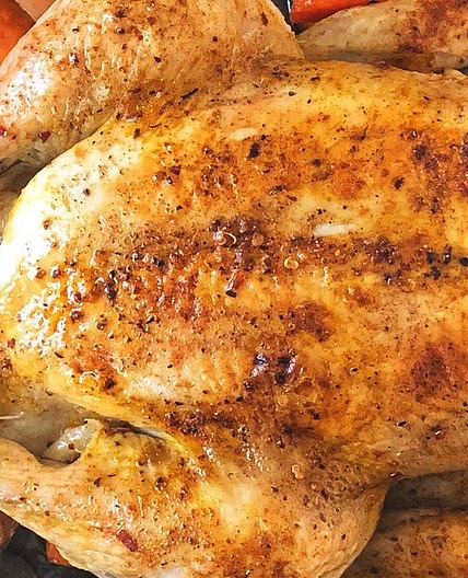 Slow cooker roast chicken with cheat’s crispy skin recipe