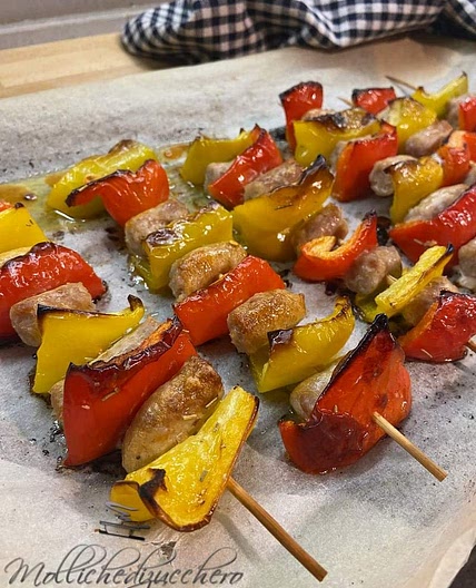 Spiedini carne e peperoni