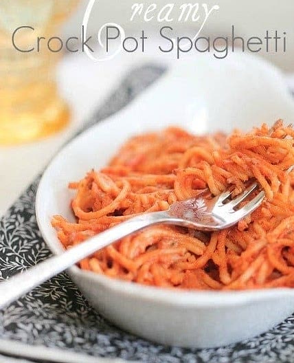 Creamy Crockpot Spaghetti 