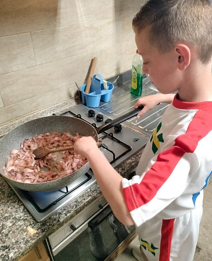 Gamberi e pancetta  fritti