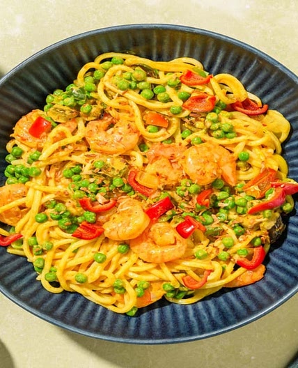 SuperQuick Thai Shrimp Noodles with Coconut