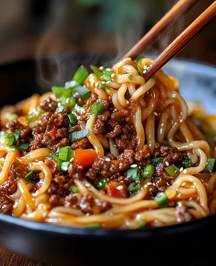 Mongolian Ground Beef Noodles