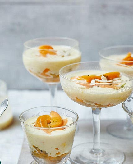 White Chocolate Mousse with Marinated Apricots