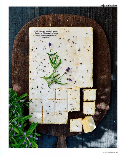 Soft traybake cake with lemon and lavender glaze